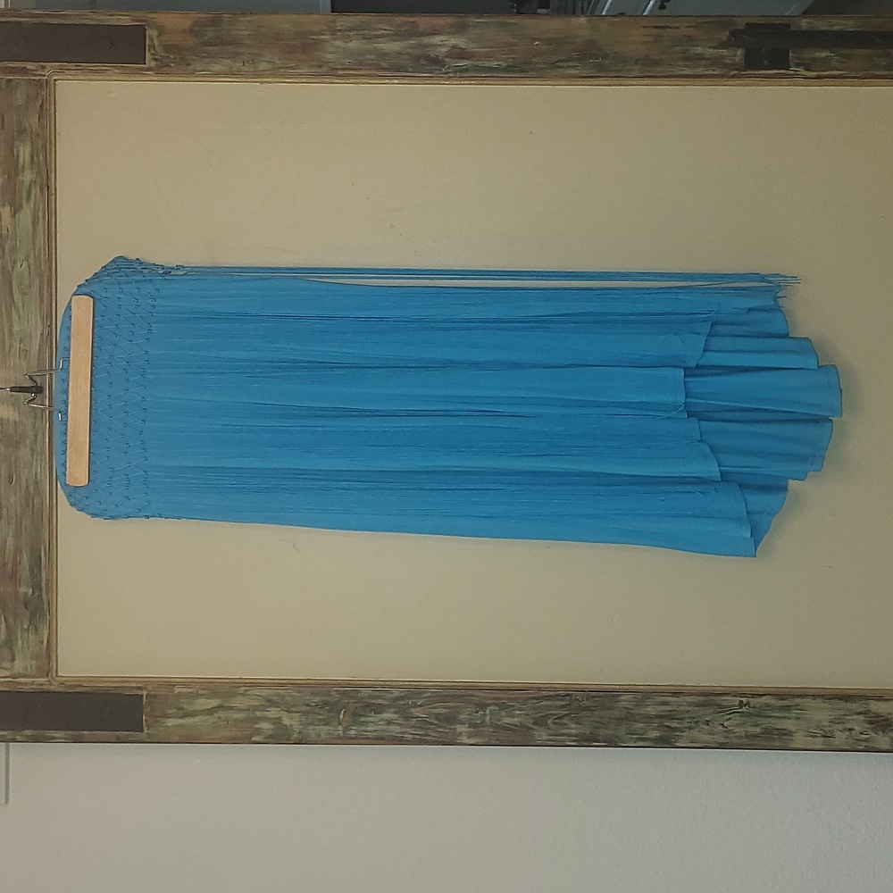 Ladies turquoise bi-level skirt / swim cover up with fringe